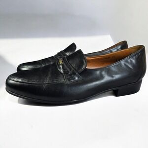 Bally Mens Black Leather Penny Loafers Classic Style Dress Shoes Size‎ 8.5